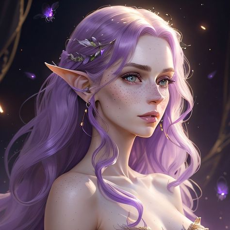 Air Kingdom, Wavy Mid Length Hair, Princess Oc, Dream Realm, Girl With Purple Hair, Light Purple Hair, Purple Pixie, Fairytale Gown, Oc Character