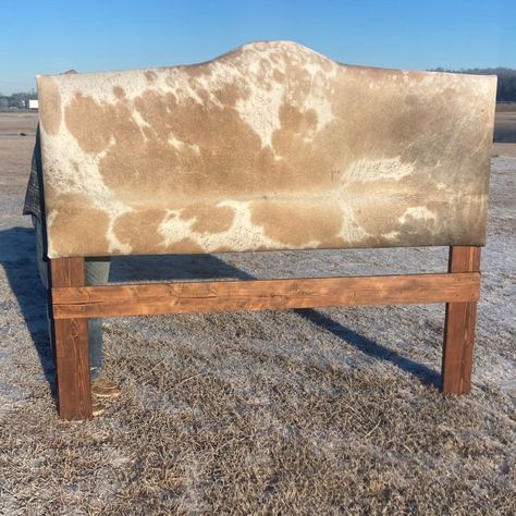 Real Cowhide headboard for my Western Chic Gals! Website coming soon! Message me for details. -Desireè Cowhide Headboard, Western Headboard, Website Coming Soon, Western Chic, Barndominium, Message Me, Coming Soon, Bedroom, Bed