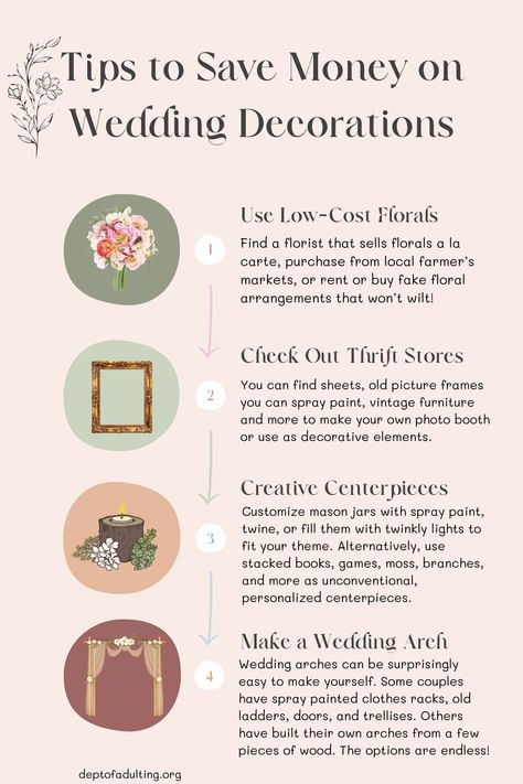 Say 'I Do' to saving money on wedding decorations 💰! From stunning centerpieces to unique table settings, we've got you covered with these clever DIY ideas and budget-friendly tips ✨. Get ready to fall in love with your dream wedding without breaking the bank 💍❤️. #WeddingDecorations #WeddingDecor #Budget #SaveMoney #WeddingPlanning Romantic Wedding Ideas On A Budget, Large Wedding On A Budget, Romantic Wedding Decor Ideas, Diy Blue Wedding Decorations, Wedding Venue Budget, Day Time Wedding Decorations, Wedding Ideas For Small Wedding, Fall Wedding On A Budget Diy, Diy Country Wedding Ideas