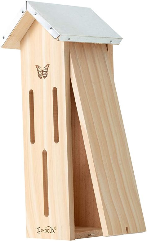 AmazonSmile : SKOOLIX Wooden Butterfly House for Gardens. Provides a Safe Haven for Butterflies to Rest, Protect from Predators and Harsh Weather Conditions. Attractive Garden décor, Includes Bonus Rope Hanger. : Garden & Outdoor Butterfly House Design, House Folder, Small Wooden Gifts, Butterfly Boxes, Monarch Garden, Ww Ideas, Hummingbird House, Berry Garden, Wooden Butterfly