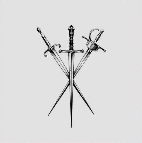 Three Swords Tattoo Design, Three Swords Tattoo, Swords Tattoo, Heart Tat, Tattoo Concepts, Palm Tattoos, Tattoo Reference, Tattoo Project, Black Ink Tattoos