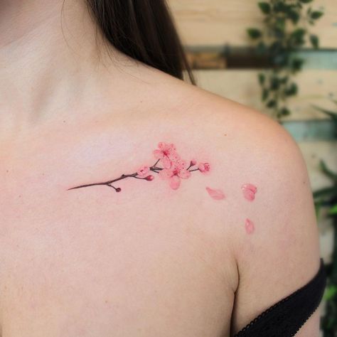 Friendship Tattoo, M Tattoos, Friendship Tattoos, Cherry Blossom Tattoo, Blossom Tattoo, Word Tattoos, Tattoos Ideas, Flower Tattoos, Behind Ear Tattoo