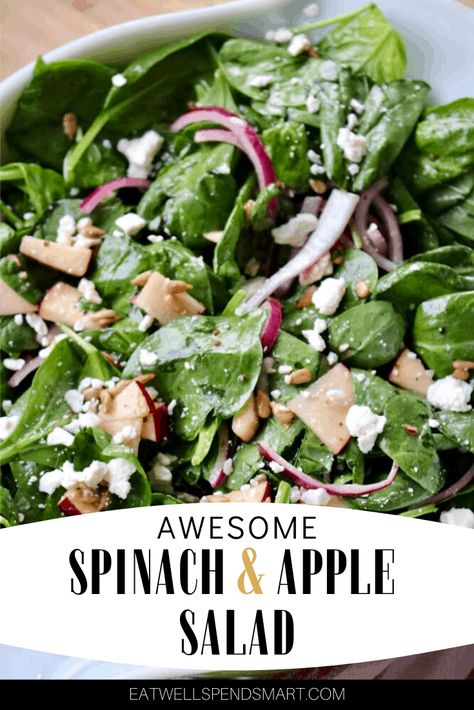 Thanksgiving Spinach, Sweet Italian Dressing, Apple Salad Dressing, Spinach Apple Salad, Simple Spinach Salad, Salad Spinach, Delicious Salad Dressings, Vegetarian Salad, Spinach Salad Recipes