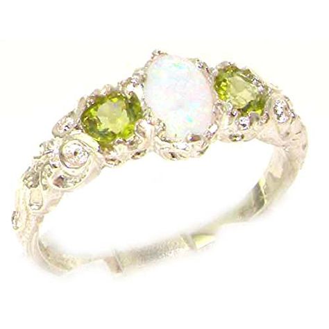 Promise Rings Simple | 925 Sterling Silver Natural Opal and Peridot Womens Trilogy Ring  Sizes 4 to 12 Available * Check out the image by visiting the link. Note:It is Affiliate Link to Amazon. #PromiseRingsForHer Peridot Engagement Rings, Precious Opal, Sterling Silver Rings Set, Silver Ring Set, Jewelry Wedding, Natural Opal, Pink Tourmaline, Antique Style, Anniversary Rings