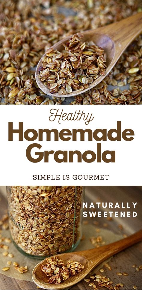 Healthy Homemade Granola - Simple is Gourmet Homemade Soft Granola, Granola Ideas, Soft Granola, Healthy Homemade Granola, Homemade Granola Healthy, Yummy Healthy Snacks, Yogurt Parfait, Cinnamon Flavor, Mixed Nuts