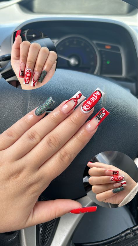 RBD concert nails Rbd Concert Nails, Rbd Concert, Rasta Nails, Vacation Nail Designs, Bright Summer Nails Designs, Concert Nails, Tiger Nails, Red Nail Art Designs, Dark Red Nails