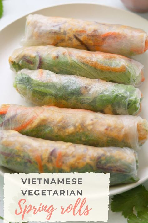 Spring rolls on a plate. Tofu Spring Rolls, Vietnamese Vegetarian, Vietnamese Rice Paper Rolls, Heart Healthy Desserts, Vegetarian Spring Rolls, Homemade Appetizer, Paper Wrap, Vegetarian Appetizers, Dinner Is Served