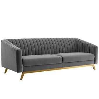 Retro Modern Living Room, Velvet Tufted Sofa, Tufted Loveseat, Unique Sofas, Velvet Loveseat, Sofa Set Designs, Tufted Sofa, Metal Detail, Modway Furniture