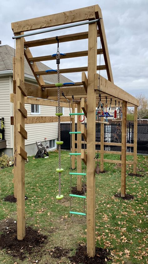 Diy Ninja Course For Kids, Small Backyard Obstacle Course, Diy Outdoor Ninja Course For Kids, Backyard Ninja Course, Ninja Course Backyard, Outdoor Ninja Course For Kids, Ninja Outdoor Playground, Ninja Warrior Outdoor Diy, Ninja Playground For Kids