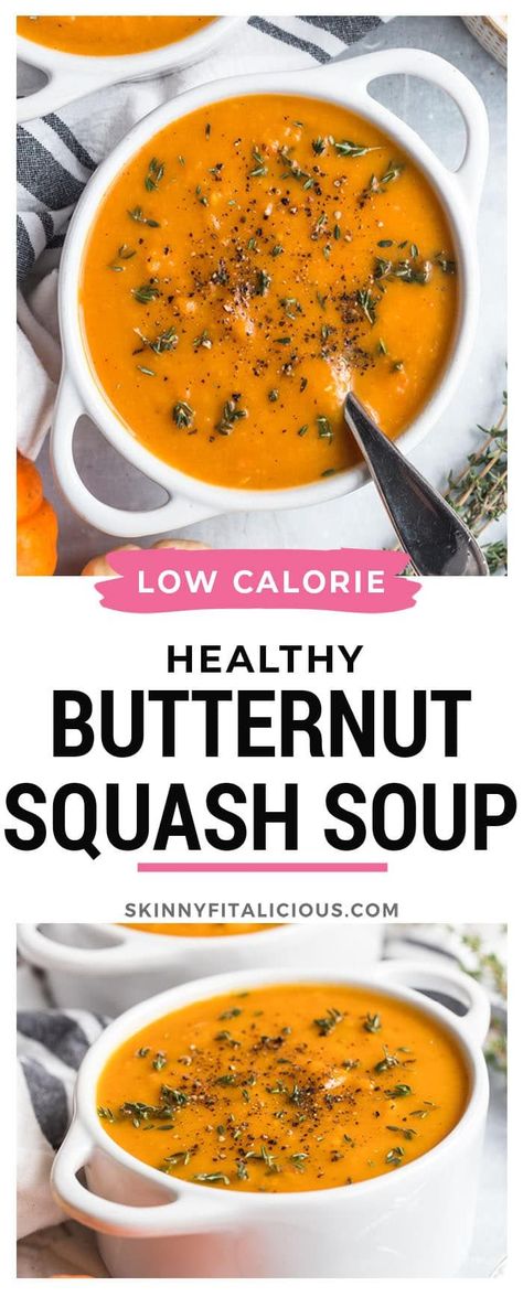 Healthy Butternut Squash Soup, Soup Recipes Healthy, Healthy Butternut Squash, Butternut Soup, Low Calorie Soup, Comforting Soup, Zone Diet, Healthy Soups, Squash Soup Recipe