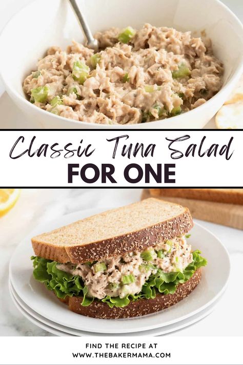 Try this classic tuna salad for one. This Tuna Salad for One is a quick and protein-packed lunch, made with crunchy celery, fresh lemon juice, and Dijon mustard. Whether enjoyed on a sandwich or paired with crackers or over mixed greens, it's a simple and satisfying meal option! Tuna Salad With Celery, Salad For One, Apple Cranberry Salad, Tuna Salad Ingredients, Asian Steak Bites, Classic Tuna Salad, Mexican Chicken Salads, Butter Carrots, Seafood Bisque