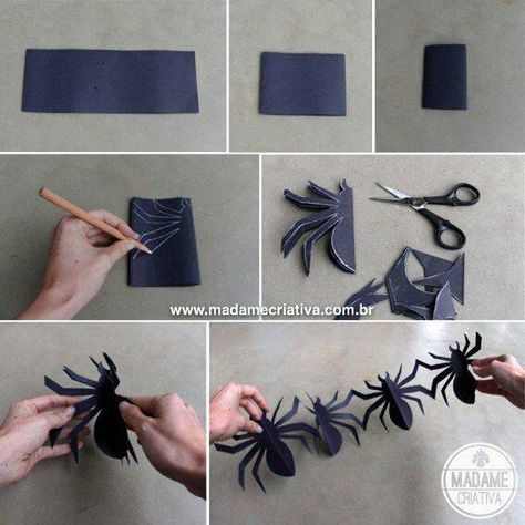 How to make Spider Garland...these are the BEST Homemade Halloween Decorations & Craft Ideas! Halloween Theme Birthday, Dekorasi Halloween, Halloween Kunst, Halloween Fest, Spiderman Birthday Party, Homemade Halloween Decorations, Halloween Crafts Decorations, Spiderman Birthday, Homemade Halloween