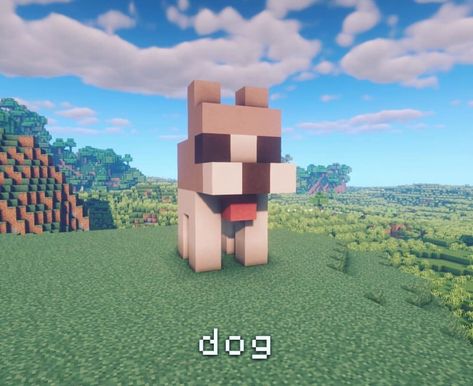 Statues Minecraft, Minecraft Park, Statue Minecraft, Minecraft Dogs, Minecraft Statues, Sitting Dog, Cool Minecraft Creations, Minecraft Inspo, Cool Minecraft