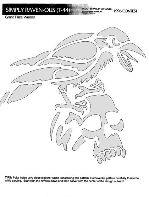 Image detail for -Simply Raven-ous Pumpkin Stencil Raven Pumpkin Carving, Pumpkin Carving Stencils Templates, Pumkin Decoration, Pumpkin Masters, Halloween Pumpkin Stencils, 3d Templates, Pumkin Carving, Pumpkin Stencils, Halloween Pumpkin Carving Stencils