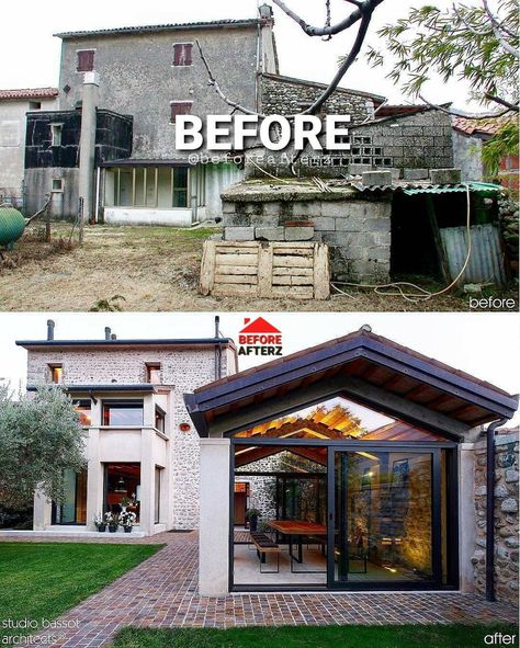 Before & After Renovations 🏡 on Instagram: “Rate this transformation from 1-10! ▪︎Join @beforeafterz for more! ▪︎Join @beforeafterz for more! ▪︎📸 : @studio_bassot_architects” Renovation House Before And After, Old Building Renovation, Small House Design Architecture, Old Houses Renovation, Old Home Remodel, Renovation Architecture, Old Stone Houses, Shipping Container House Plans, Building Remodeling