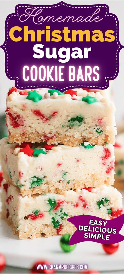 Christmas Sugar Cookie Bars Christmas Mm Cookie Bars, Butter Cookie Bars Easy, Cookies Using Sugar Cookie Dough, Birthday Sugar Cookie Bars, Quilt Block Sugar Cookies, Best Santa Cookies, Shortbread Squares Christmas, Sugar Cookies Bars Recipe, Sugar Cookie Loaf Cake