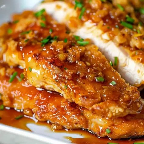 Double Crunch Honey Garlic Chicken Breasts Honey Crunch Chicken, Double Crunch Honey Garlic Chicken, Hot Honey Garlic Chicken, Honey Garlic Chicken Breast, Chicken Cobbler, Garlic Chicken Breast Recipes, Double Crunch, Chicken Boneless Breast Recipes, Chicken Breasts Recipe