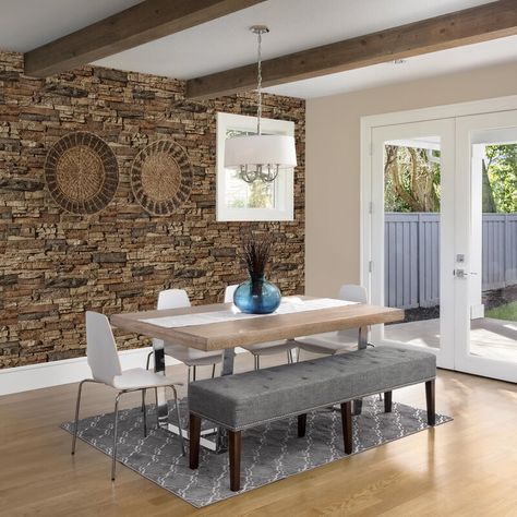 Barron Designs Colorado 48.75" x 24.63" Stone Wall Paneling & Reviews | Wayfair Stone Wall Panelling, Faux Brick Wall Panels, Stacked Stone Panels, Stone Veneer Panels, Dry Stack Stone, Brick Wall Paneling, Stone Wall Panels, Faux Stone Panels, Faux Brick Walls