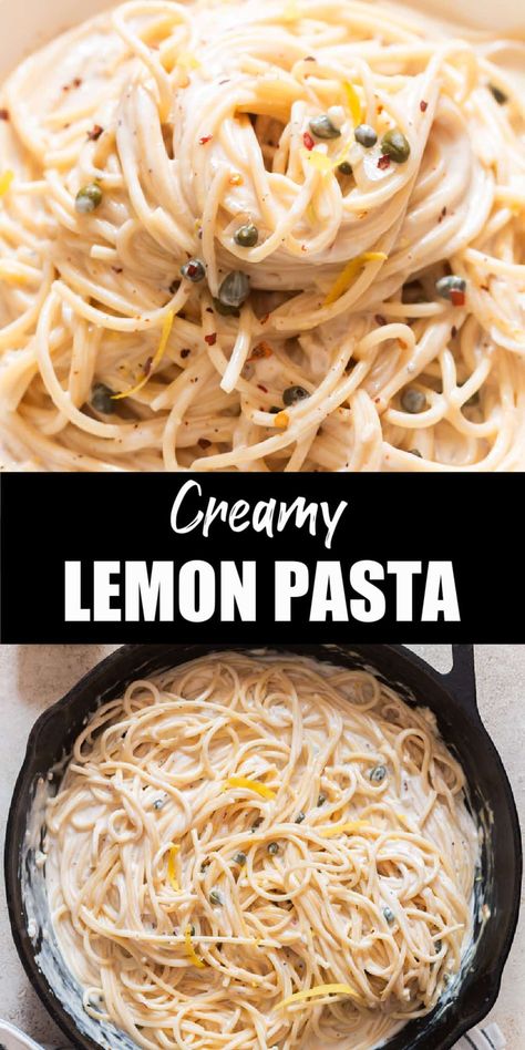 Quick and delicious cream lemon pasta is just 20 minutes away. Made using simple everyday ingredients, it’s packed with bright, lemony, vibrant flavors. #lemon #pasta #creamysauce #lemonpasta Lemon Cream Sauce Pasta, Lemon Parmesan Pasta, Creamy Lemon Pasta, Lemon Pasta Recipes, Cream Sauce Pasta, Lemon Cream Sauces, Cream Pasta, Lemon Pasta, Pasta Pasta