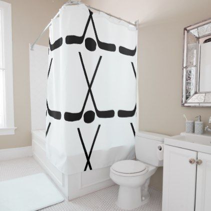 HIPSTER KIDS SHOWER CURTAIN HOCKEY STICK PATTERN - home gifts ideas decor special unique custom individual customized individualized Hockey Bathroom Ideas, Hockey Bathroom, Hockey Stick Furniture, Kids Shower Curtains, Stick Furniture, Hipster Kid, Hockey Kids, Kids Shower Curtain, Boys Bathroom