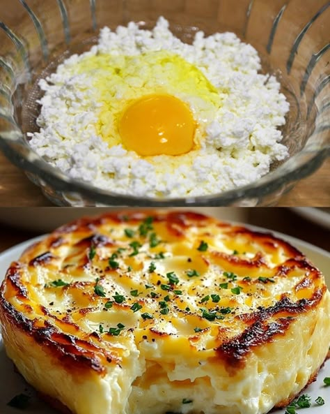 This Cheesy Egg Bake is a simple yet indulgent dish, perfect for breakfast, brunch, or even a light dinner. Packed with fluffy eggs, creamy cottage cheese, and a mix of flavorful cheeses, it’s sure to become a family favorite. Preparation Time Prep Time: 10 minutes Cook Time: 30 minutes Total Time: 40 minutes Ingredients 6 eggs 1 cup cottage cheese 1 cup cheddar cheese, grated 1/2 cup Parmesan cheese, grated 1/4 cup all-purpose flour 1/4 cup melted butter 1 tsp baking powder 1/2 tsp salt 1/4 cup Egg Bake For One, Egg And Cheese Bakes, Healthy Baked Eggs, 6 Minute Egg, German Baked Eggs, Baked Eggs And Cottage Cheese, Cheesy Egg Bake, Baked Cottage Cheese And Eggs, Baked Cottage Cheese Eggs Ina Garten