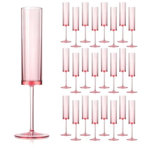 PRICES MAY VARY. Note：The color of the cup should be based on the actual color of the cup received by the buyer. There will be a certain color difference when the cup is photographed. Modern Design:This stemmed champagne coupes has an modern appearance,sip your drink in these stunning pink champagne glasses to make unique and elegant shapes and distinctive personalities. Note:Not suitable for dishwasher use,or microwave use! Package and Size:Come with 24 Pieces acrylic champagne flutes,the toast Pink Plastic Champagne Flutes, Favorite Things Party Favors, Ladies Night Christmas Party Ideas, Prom Sleepover, Pink Themed Bachelorette Party, Pink Christmas Birthday Party, Champagne Theme Birthday Party, Champagne Party Decorations, Champagne Bridal Shower Theme