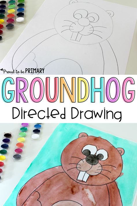 Are you searching for the perfect idea for an arts and crafts activity for Groundhog Day? This directed drawing of a groundhog provides teachers with an easy to teach lesson that Kindergarten and primary kids will love! #directeddrawing #groundhogday #artforkids #craftsforkids #teachingfreebie Groundhog Directed Drawing For Kids, Groundhog Drawing, Kindergarten Groundhog Day, Direct Drawing, Ground Hogs, February Art, Kindergarten February, Groundhog Day Activities, Groundhogs Day