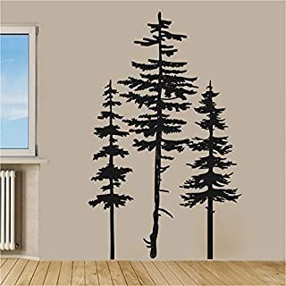 Birch Tree Wall Decal, Tree Wall Decals, Forest Silhouette, Pine Trees Forest, Tree Decals, Silhouette Vinyl, Tree Wall Decal, Vinyl Graphics, Evergreen Trees