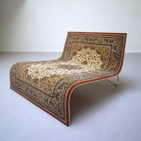 “magic carpet ride” sofa..It isn't going to take the place of a comfy sofa but a good conversation piece for home or a night club.... Funky Sofa, Estilo Kitsch, Small Sectional Sofa, Unusual Furniture, Unique Furniture Design, Flying Carpet, Unique Sofas, Funky Furniture, Magic Carpet