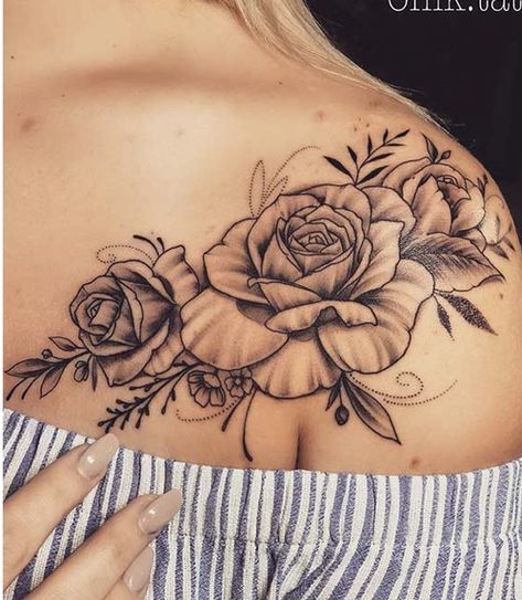 Different placement Beautiful Shoulder Tattoos, Rose Shoulder Tattoo, Marquesan Tattoos, New Tattoo Designs, Shape Tattoo, Cat Tattoos, Inspiration Tattoos, Pretty Tattoos For Women, Shoulder Tattoos