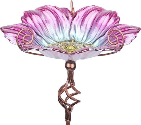 Amazon.com: MUMTOP 31 Inch Height Glass Birdbath Birdfeeder with Metal Stake Garden Yard Outdoor Blue : Patio, Lawn & Garden Heated Bird Bath, Bird Bath Bowl, Glass Bird Bath, Bird Bath Garden, Wild Bird Food, How To Attract Birds, Pink Home Decor, Garden Yard, Bird Garden