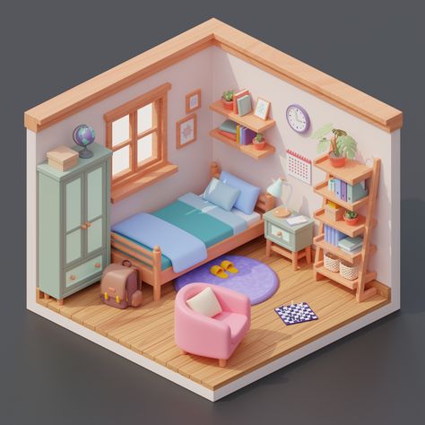 Isometric Art Room 3d, Blender 3d Isometric Room, Isometric Art Blender, Blender Room 3d, Isometric 3d Art, Isometric Room Art, Blender Room Design, Blender 3d Room, Isometric Art House