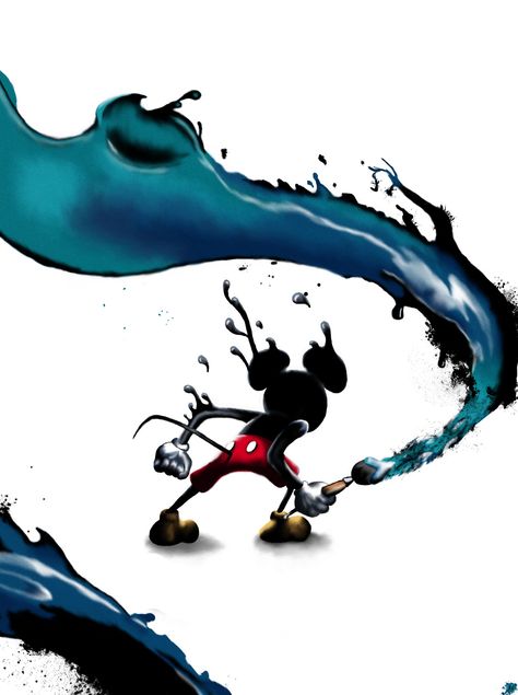 Epic Mickey by ezekiel47.deviantart.com on @DeviantArt Mickey Mouse Painting, Epic Mickey 2, Disney Epic Mickey, Zombie Apocalypse Outfit, Mickey Mouse Images, Epic Mickey, Oswald The Lucky Rabbit, Mickey Mouse Art, Lucky Rabbit