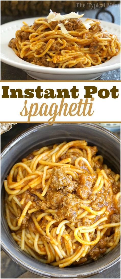 One pot Instant Pot spaghetti is one of our favorite meals and done in just 15 minutes including prep time! Great pressure cooker pasta recipe! #instantpot #spaghetti #recipe via @thetypicalmom Spaghetti Meatballs Instant Pot, Spaghetti And Meatballs Instant Pot, Instant Pot Spaghetti And Meatballs, Pressure Cooker Recipes Pasta, Instant Pot Spaghetti Recipe, Pressure Cooker Pasta, Instant Pot Spaghetti, Italian Meals, Pressure Cooking Recipes