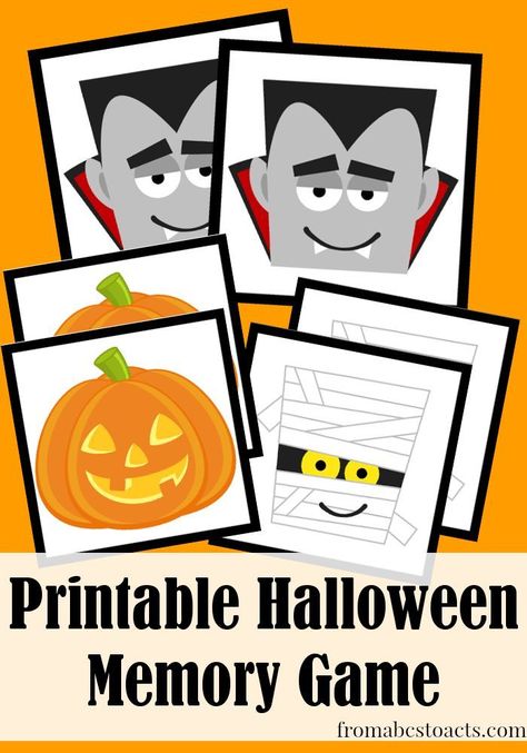 Printable Halloween Memory Game - From ABCs to ACTs Halloween Memory Game, Fun Halloween Games, Free Fall Printables, Halloween Class Party, Halloween Kindergarten, Halloween Games For Kids, Halloween Preschool, Memory Game, Preschool Theme