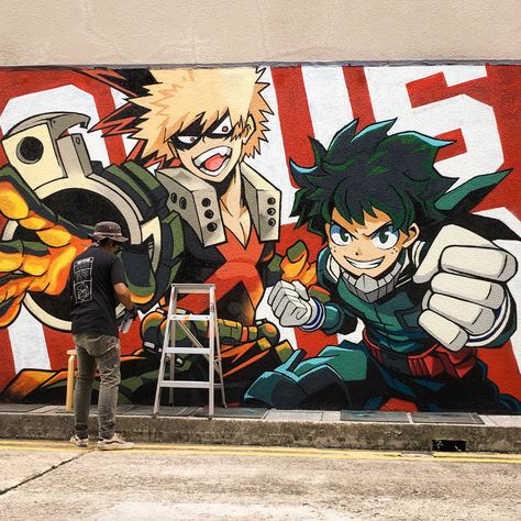 Plus Ultra on Behance Anime Mural, Anime Street, 3d Mural, Graffiti Street Art, Graffiti Artwork, Graffiti Style Art, Graffiti Murals, Graffiti Characters, Spray Paint Art