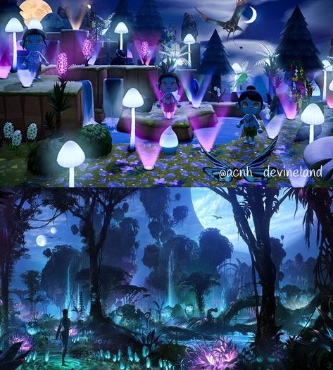 Devineland A Disney Wonderland on Instagram: “As soon as I saw @juma_designs Na’vi design, I knew I had to retake my World of Pandora picture with my avatar😉 all dressed up. S/o to my…” Na’vi Culture, Avatar Jungle Pandora, Avatar Pandora Navi, Pandora Forest Avatar, Avatar Landscape Pandora, Animal Crossing Movie, Cottage Core Animal Crossing, Fairy Island, Cottagecore Ideas