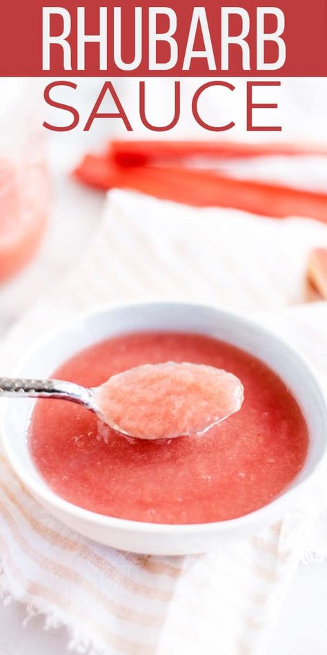 Enjoy sweet and tart RHUBARB SAUCE over your favorite desserts! This easy sauce recipe uses just four ingredients and is ready in three simple steps. #SundaySupper #rhubarbsauce #rhubarbrecipe #saucerecipe #rhubarb #easyrecipe #desserts #dessertrecipe Rhubarb Sauce For Ice Cream, Rhubarb Blueberry Recipes, Rhubarb Sauce Recipes, Ice Cream Cake Vanilla, Rhubarb Pancakes, Rhubarb Ideas, Recipes Rhubarb, Easy Rhubarb Recipes, Strawberry Rhubarb Sauce