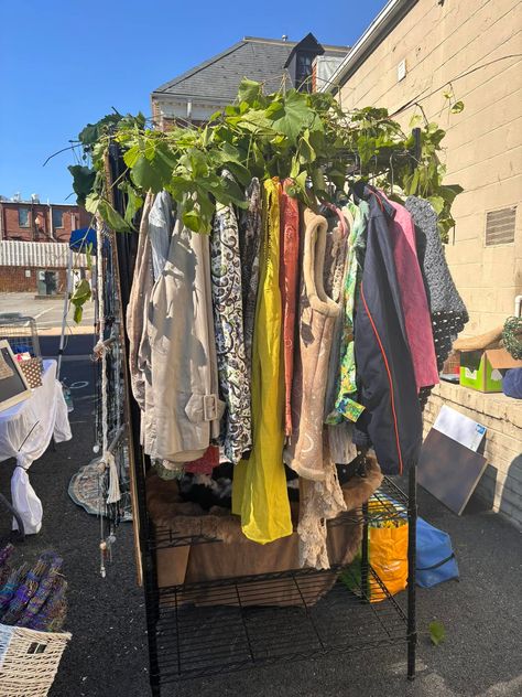 Pop-up Vendor Market & Yard Sale!! Is on!! Come see us!! How To Display Clothes At A Yard Sale, Thrift Market, Vendor Market, Clothing Displays, Market Ideas, Outdoor Clothing, Pop Up Store, Thrift Shopping, Yard Sale