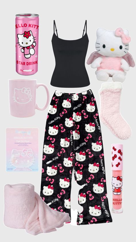 Girly Christmas Gifts, Cozy Pjs, Images Hello Kitty, Kitty Clothes, Hello Kitty Clothes, Cute Sleepwear, Pajama Outfits, Prom Dress Inspiration, Lazy Day Outfits