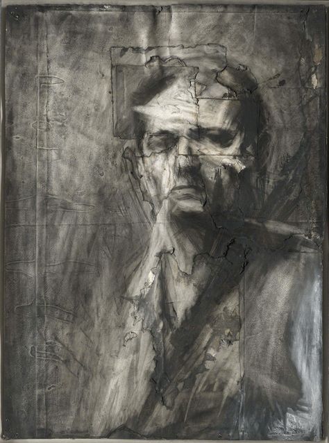 Check out Frank Auerbach, Self-Portrait, 1958 (1958), From J. Paul Getty Museum Frank Auerbach, Self Portrait Drawing, Lucian Freud, Figurative Kunst, Istoria Artei, Charcoal Portraits, Francis Bacon, Getty Museum, White Drawing