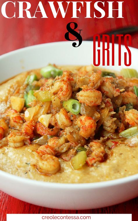 Crawfish and Grits - Creole Contessa Crawfish Dishes, Quick Meals To Make, Crawfish Recipes, Creole Cooking, Cajun Dishes, Cajun Creole Recipes, Grits Recipe, Shrimp And Grits, Cajun Cooking