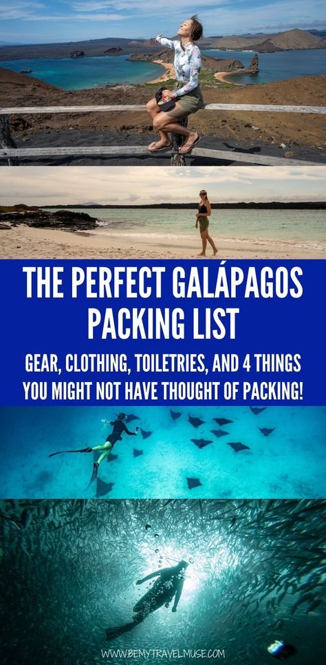 Click to find out what you should pack for your trip to the Galápagos. This perfect Galápagos packing list has all of the gear, clothing, toiletries, and 4 things you might not have thought of packing. #Galápagos Packing List For Island Vacation, Galapagos Packing List, Galapagos Islands Outfits, Galapagos Cruise, Galapagos Islands Travel, Galapagos Ecuador, Peru Trip, Cruise Packing List, Cruise Packing