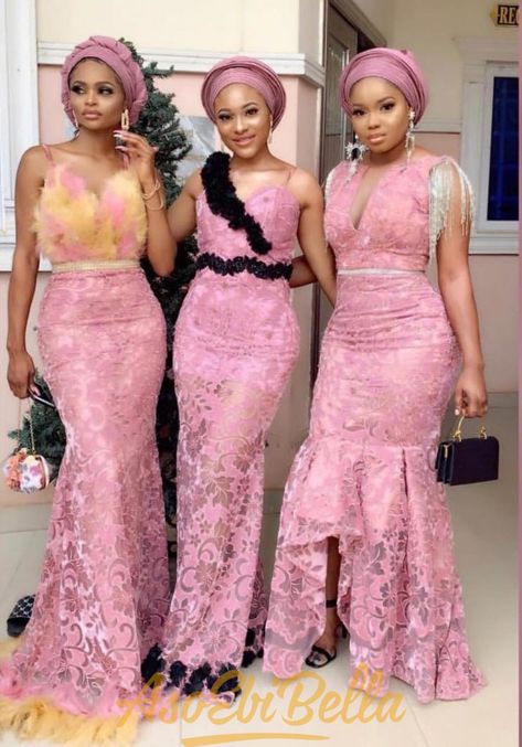 Bridesmaids Styles, Latest Lace Styles, Nigerian Lace Dress, Nigerian Dress Styles, Aso Ebi Lace Styles, Nigerian Lace Styles, African Wedding Attire, Classy Jumpsuit, African Lace Styles