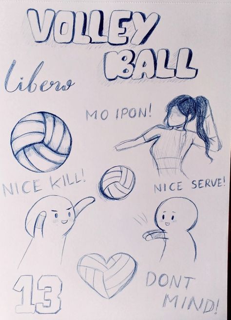 guysss feel free to comment or save, it would mean a lotttt Volleyball Sketches To Draw, Volleyball Drawing Easy, How To Draw A Volleyball, Volleyball Doodles, Volleyball Sketch, Cute Drawings For Him, Volleyball Drawing, Drawings For Him, Volleyball Net