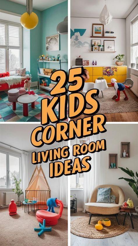 Transform your living room with these 25 Kids Play Corner in the Living Room Ideas. Discover stylish solutions that seamlessly blend playfulness with functionality, creating a family-friendly environment. Explore additional tips on our site for designing the perfect play area. Toddler Family Room, Half Living Room Half Play Area, Small Kids Play Corner In Living Room, How To Create A Play Area In Living Room, Playroom In The Living Room, Living Room Turned Playroom, Playroom For Grandkids, Playroom Den Ideas, Small Playroom Corner