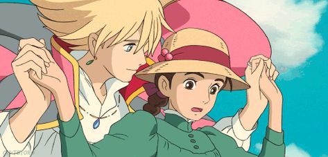 tumblr_inline_olph4xtCC51te2nkc_500.gif (500×240) قلعة هاول المتحركة, 하울의 움직이는 성, Tamako Love Story, Studio Ghibli Fanart, Personajes Studio Ghibli, Howl And Sophie, Ghibli Artwork, Howl's Moving Castle, Studio Ghibli Movies