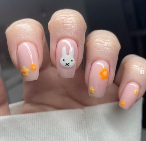 Hop into Style with 50 Easter Bunny Nail Designs! Miffy Nail Art, Bunny Nails Designs, Spring Vacation Nails, Easter Bunny Nails, Miffy Nails, Bunny Nail Art, Nail Ideas Simple, Easter Nail Ideas, Shower Nails