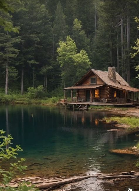 Cabin By A River, Cabin In The Woods By A Lake, Cabin On The River, Alaska Cottage, Cottage In The Woods Aesthetic, Canadian Cabin, Cozy Cottage In The Woods, Cabin On A Lake, Cottages In The Woods