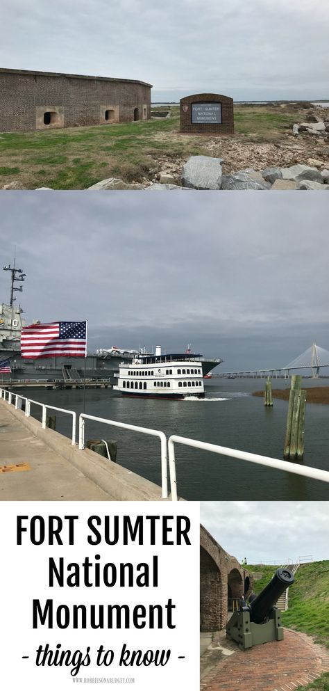 Heading to Charleston, South Carolina and interested in touring Fort Sumter where the Civil War began? Make sure you check out these tips so you will know what to expect and where to get the boat ride to get out to the Fort Sumter National Monument!  #FortSumter #Charleston #SouthCarolina #NationalPark #NationalMonument via @hobbiesbudget Bluffton South Carolina Things To Do, Old Fort Jackson Savannah, Fort Mill South Carolina, Fort Sumter Charleston Sc, Fort Jackson South Carolina Us Army, South Carolina History, Charleston Vacation, Fort Sumter, Isle Of Palms